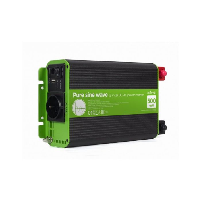Автомобільний інвертор EnerGenie 12V/230V 500W (1000W peak power) чиста синусоїда (EG-PWC-PS500-01)