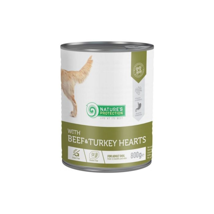Консерви для собак Nature's Protection with Beef&Turkey Hearts 800 г (KIK45604)