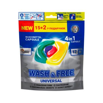 Капсули для прання Wash&Free Universal 17 шт. (4260637722065)